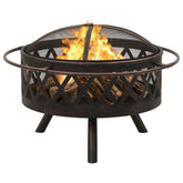Rustic Fire Pit with Poker 29.9 XXL Steel